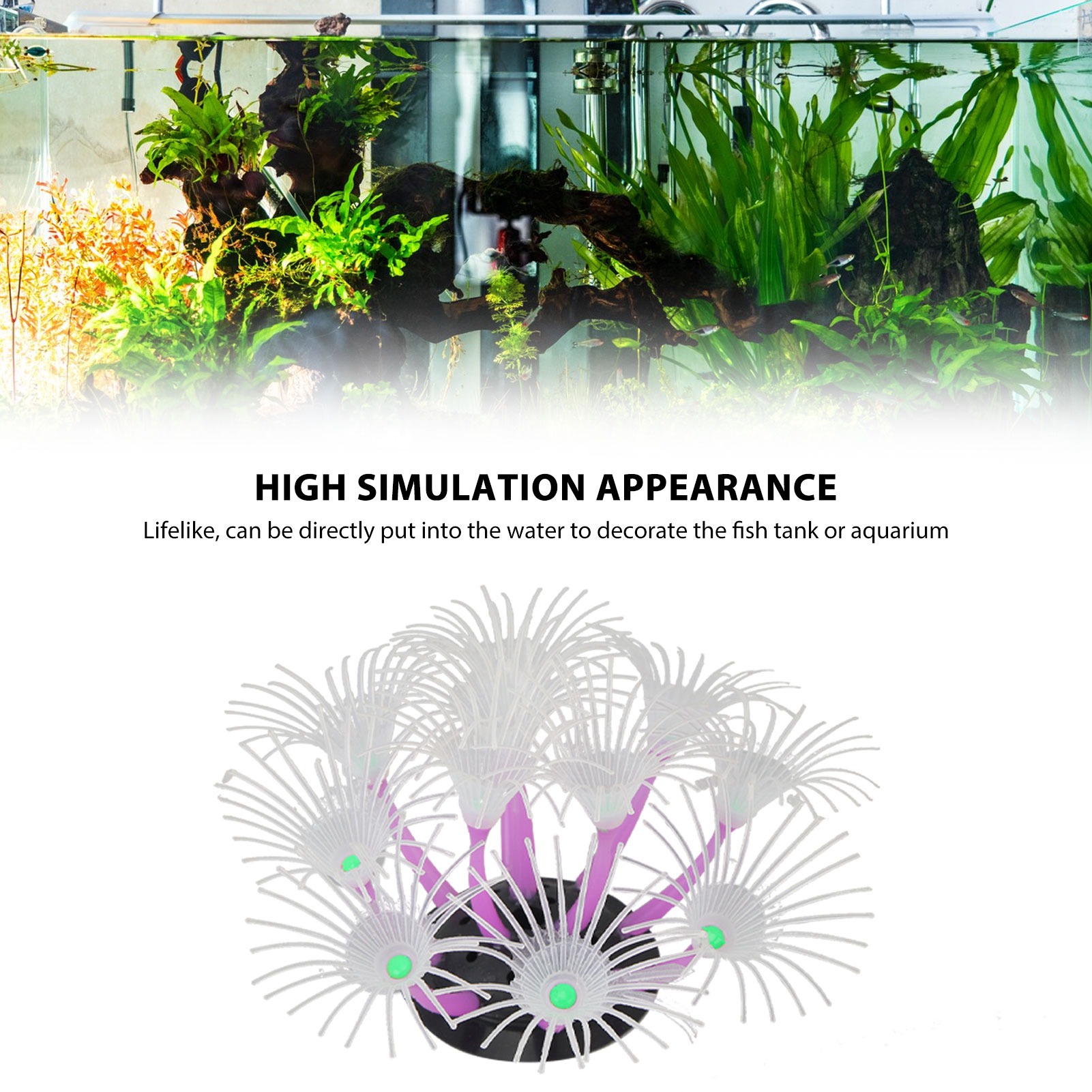 Aquarium Simulation Silicone Coral, Lifelike Decorative Ornament, Artificial Fish Tank, Water Plant for Freshwater