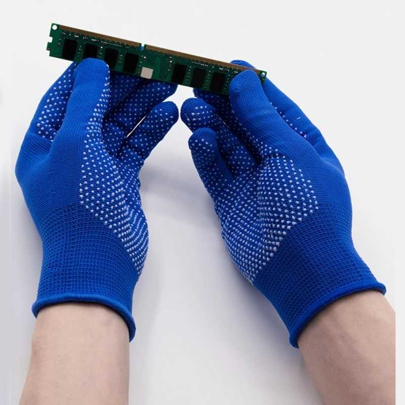 12 Pair Gloves with Rubber Dots Single Sided PVC Dotted Working Gloves Polyester and Cotton Work Gloves with Grip Dots Y240914