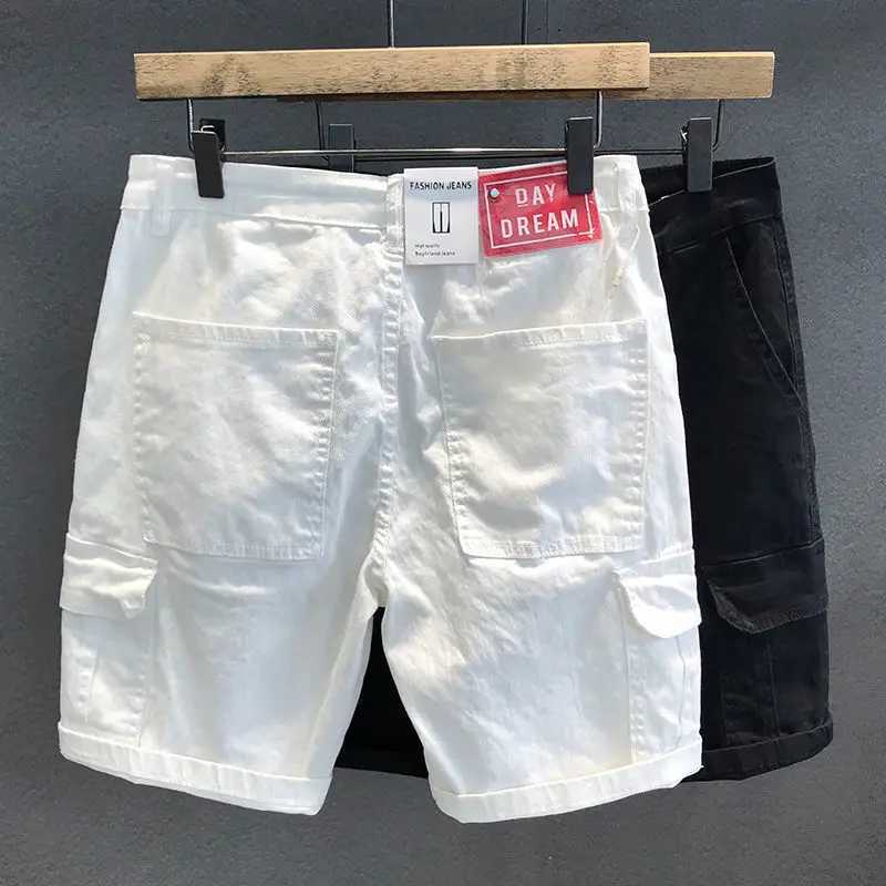 New 2024 Mens Casual Denim Slim Jeans Summer Cowboy White Shorts Mens Luxury Designer Mens Jeans Streetwear Short PantsX240914