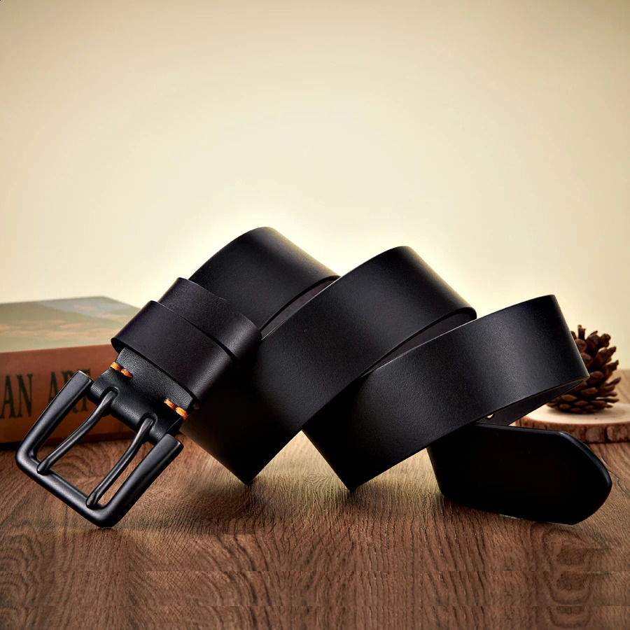 4.3cm Wide Thick Real Cowskin Genuine Leather Belt For Men High Quality Casual Male Belt Double Pin Buckle Cowboy Business Strap 240903