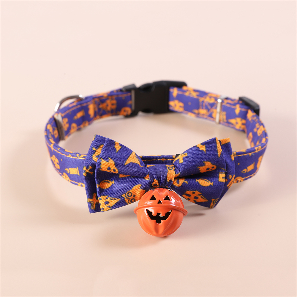 Halloween Dog Collar with Bows,Male or Female Puppy Dog Collar Halloween Collar with Removable Bows and Bell Adjustable Collars