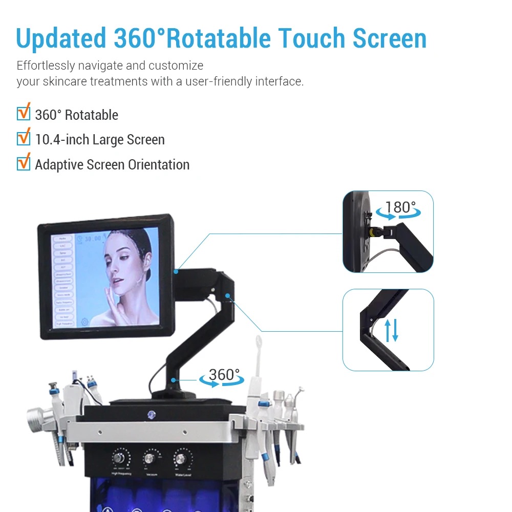 14 IN1 machine Multifunction Beauty Salon Equipments Big Screen Microdermabrasion Facial Skin Care