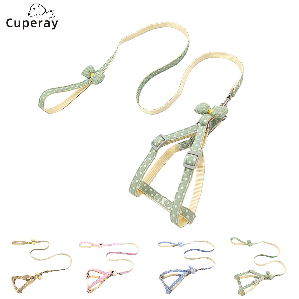 Cat Harness and Leash Set,adjustable Pet Harness and Leash Set with Bow Print Decoration for Kittens & Puppy Outdoor Dog Walking