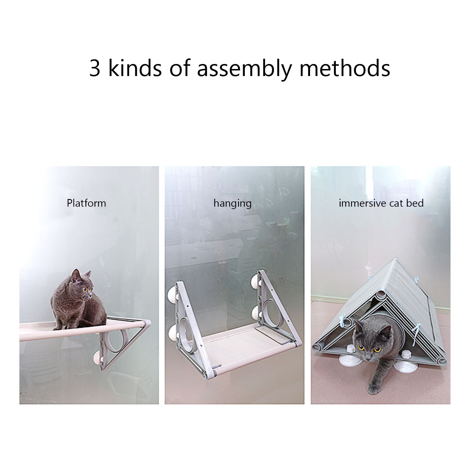Foldable Cat Window Perch Space Saving Solid Frame Hanging Window Cat Hammock Bed With Suction Cups For Balcony