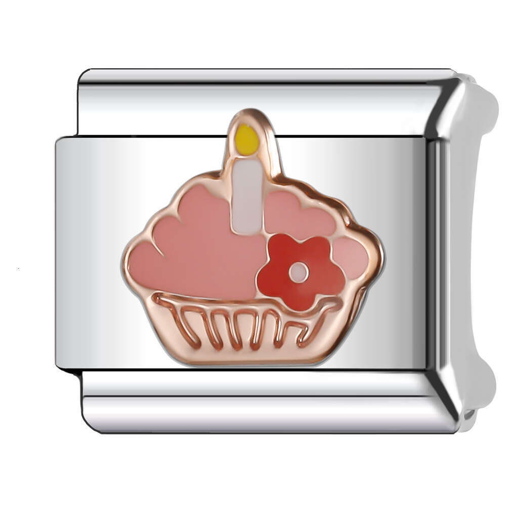 New Women's Gift birthday cake and ice cream Bead Italian Charms Links Bangle Beads Fit 9mm Stainless Steel Bracelet Making DIY For Women Fashion