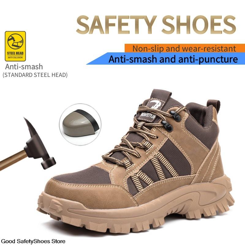 Steel With Toe Anti-Smash Work Shoes Breathable Outdoor Safety Boots Men Security Hiking Boot 4fbe