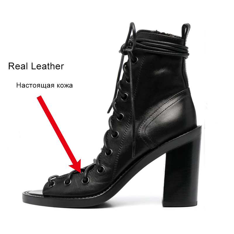 Size JOZHAMTA 35-43 Women Gladiator Sandals Summer 2025 Real Leather Thick High Heels Shoes Lace-Up Ankle Sandalias Party Dress 66a5