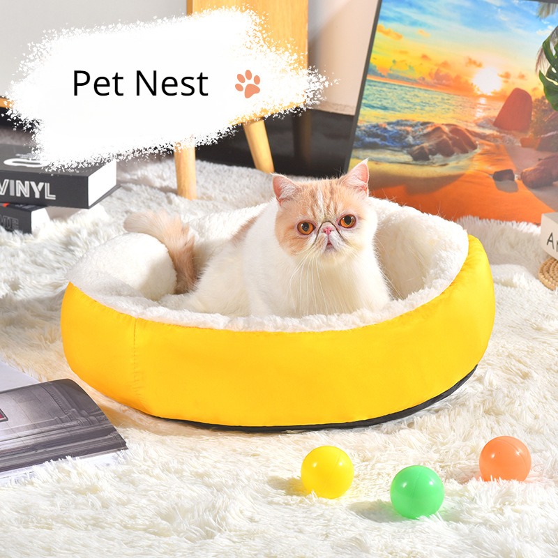 Plush Round Cashmere Warm Nest Comfortable Winter Fuel Without Electricity Pet Bed Cat House