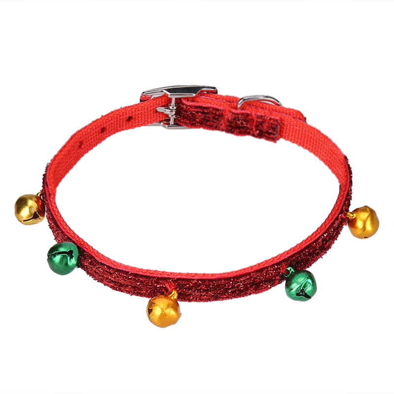 Christmas Pet Collar 1.0cm Pet Supplies Adjustable Cat Bell Collars with Metal Fasteners for Cats Kitten & Puppies Pet Ornaments
