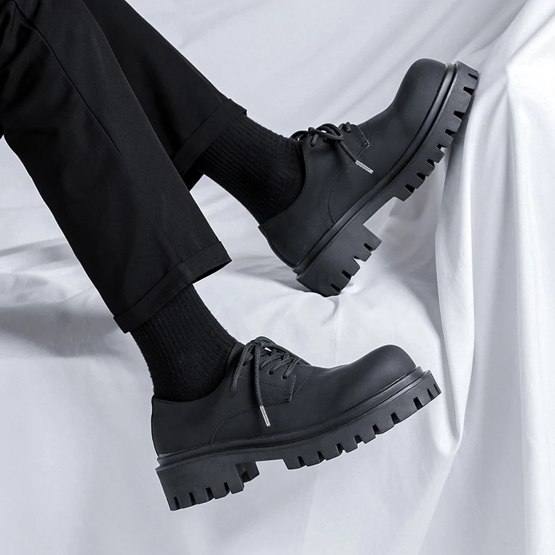 Platform Mens Luxury Casual Genuine Leather High-quality Leisure Tooling Shoes Comfortable Inside Handmade Trend Fashion Shoes