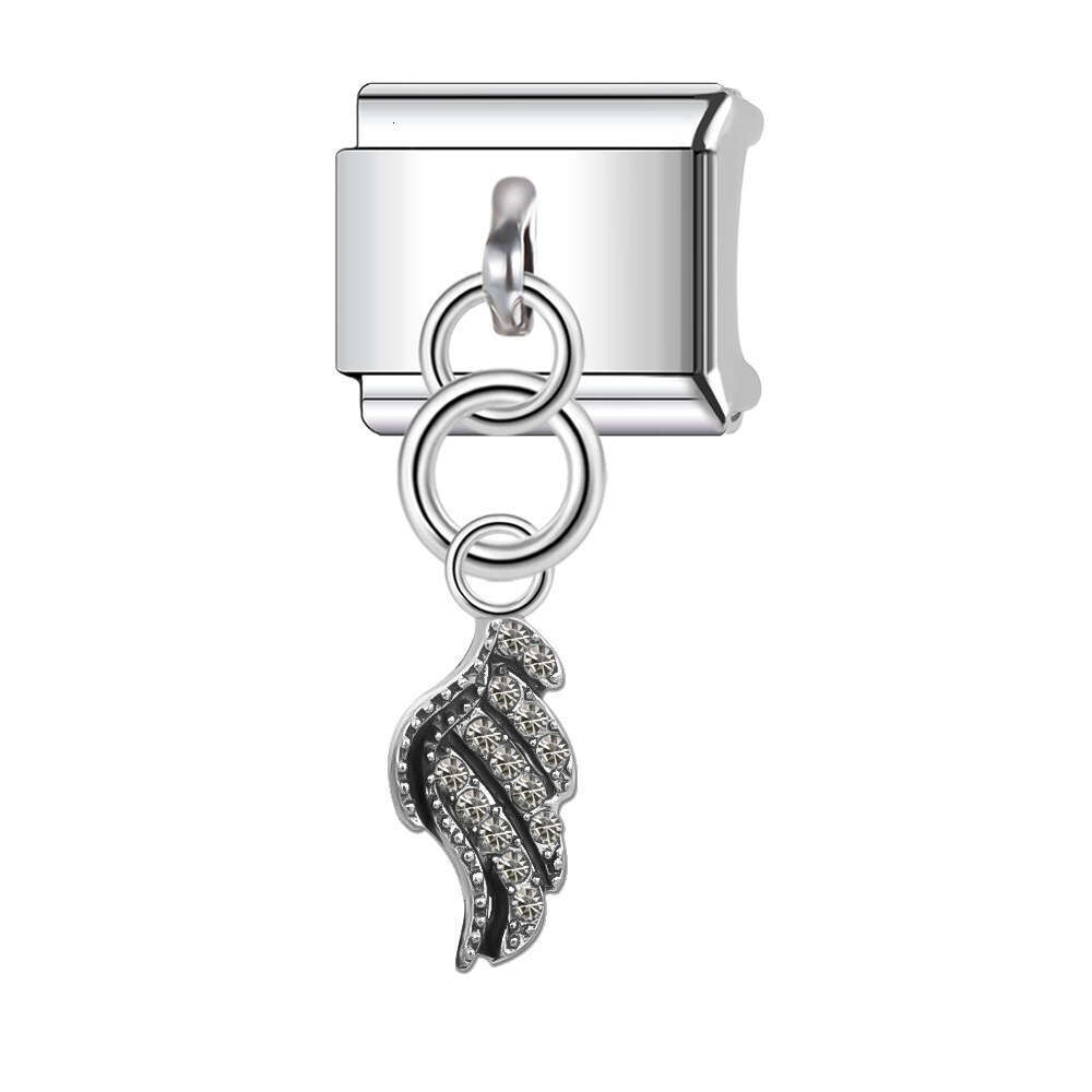 New Women's Gift stars pendant with shine stone Bead Italian Charms Links Bangle Beads Fit 9mm Stainless Steel Bracelet Making DIY For Women Fash