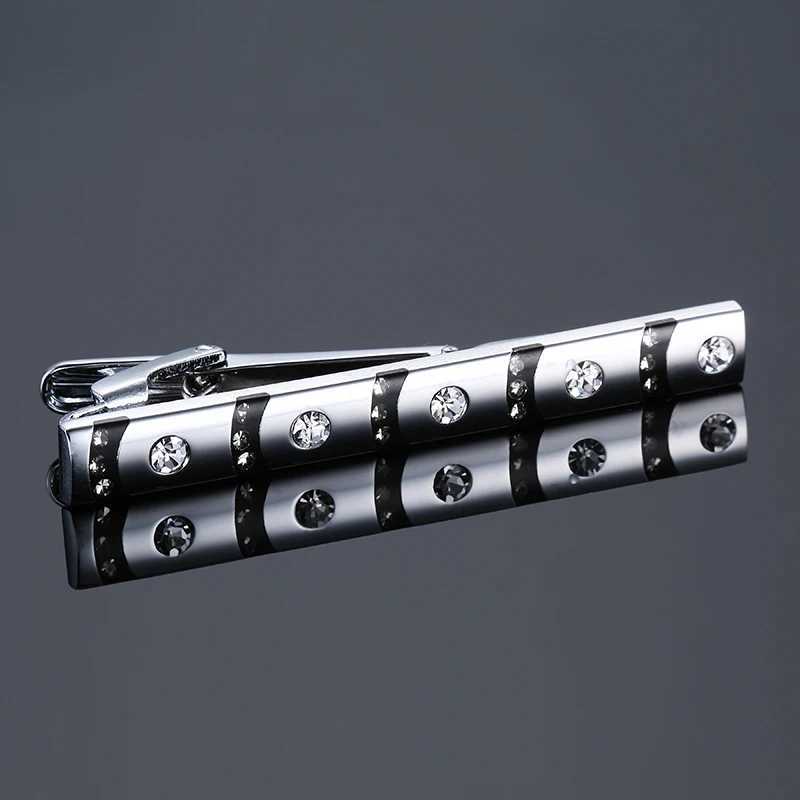 Luxury mens tie clip High quality Round white crystal shirt accessories Jewelry GiftsX240914