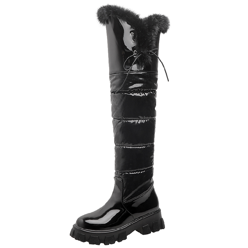 High Black Snow Women Waterproof Down Over the Knee Boots Female Fur Warm Plush Winter Shoes Long Boot Ladies a43a