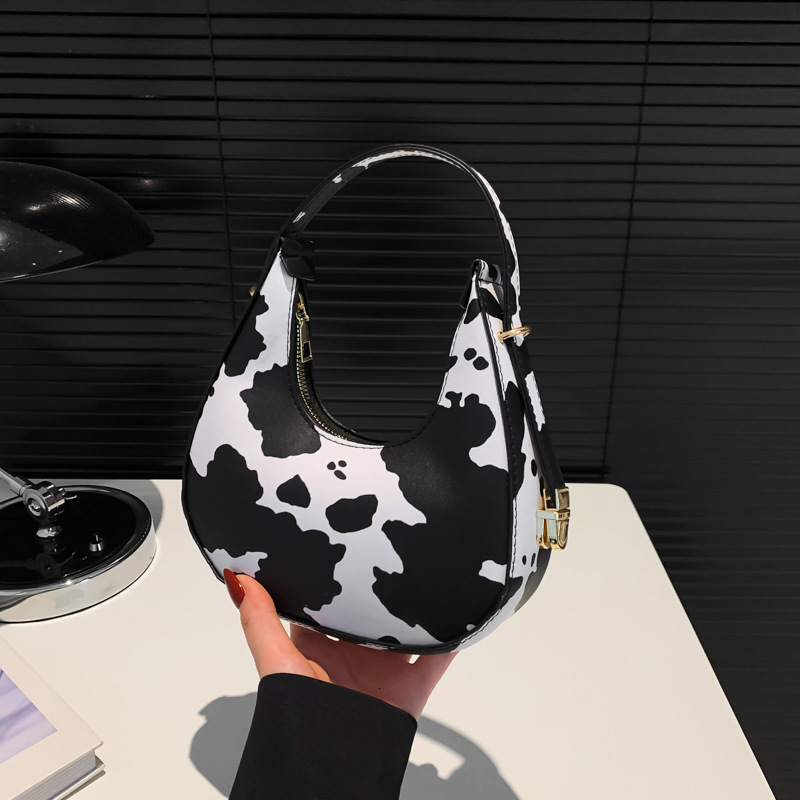 French Cow 2024 Trendy New Style Fashionable Western Handheld Women's Fashion Leopard Pattern Shoulder Underarm Bag