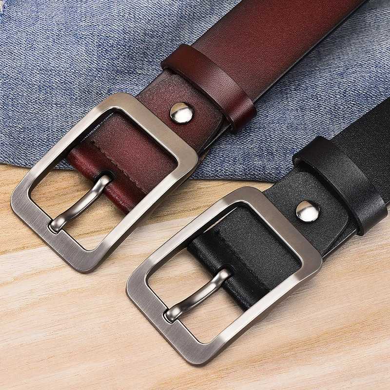 Japanese style buckle simple belt mens belt new large size 100-130cm vintage needle buckle mens belt high qualityX240914