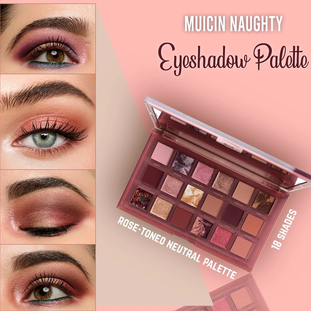 Huda Naughty Nudes Palette 18 Color Shimmer Matte Metallic Long Lasting Waterproof Pigment Makeup Eyeshadow Palette 240909