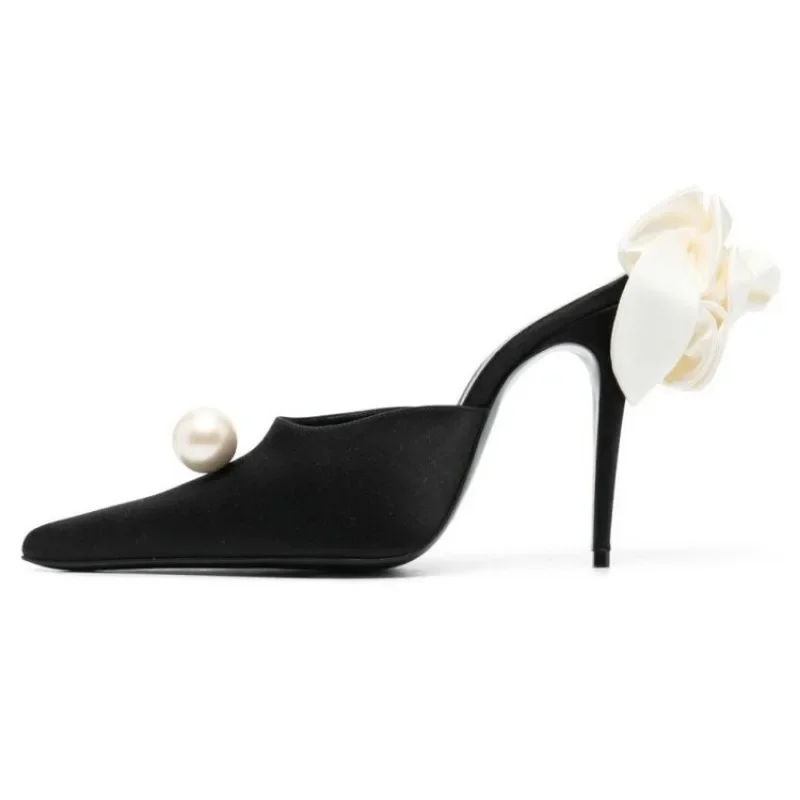 White wer/Pearl/Rhie Women's Slippers 2024 New Pointed Thin Wedding Banquet Sexy High Heels Size 34-45 834b 675