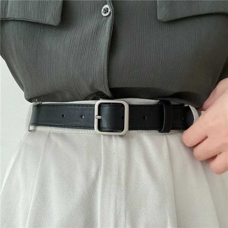 2013 new Korean fashion wild belt Chic students casual retro simple square buckle belt trouser belt men and womenX240914