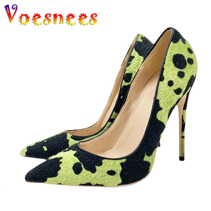 Sexy Women Camo Single Shoes 12Cm Autumn New Pointy Toe High Heels Fashion Party Dress Stiletto Pumps New Plus Size Career Work Shoe