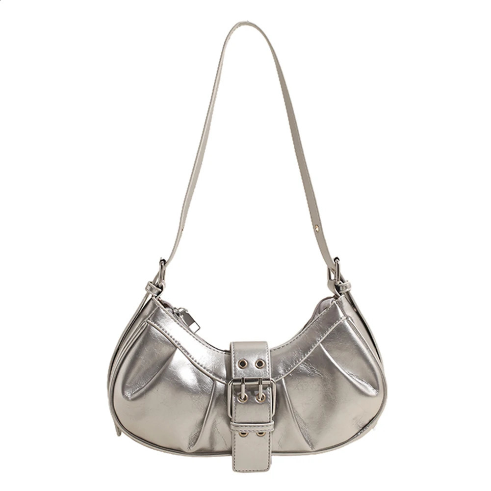 PU Leather Crossbody Bag Y2K for Women Clutch Purse with Adjustable Strap Hobo Bag Buckle Underarm Purse for Travel Commuting 240904