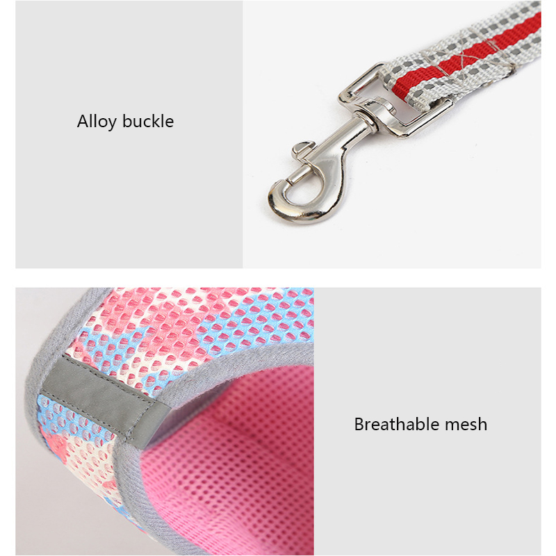 Camouflage Pet Harness Thickened Mesh Comfortable Breathable Adjustable Reflective Dog Harness and Leash Set, Fits Cats and Dogs