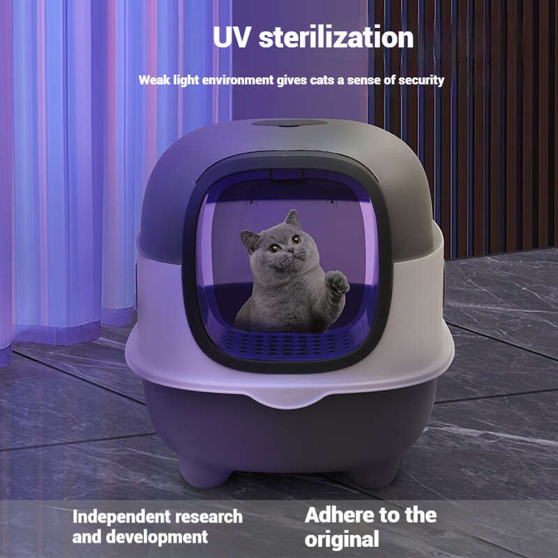 Large Sized Cat Litter Box With UV Sterilization, Fully Enclosed Cat Toilet, Automatic Deodorization, Flip Top Cat Dropper, Wholesale