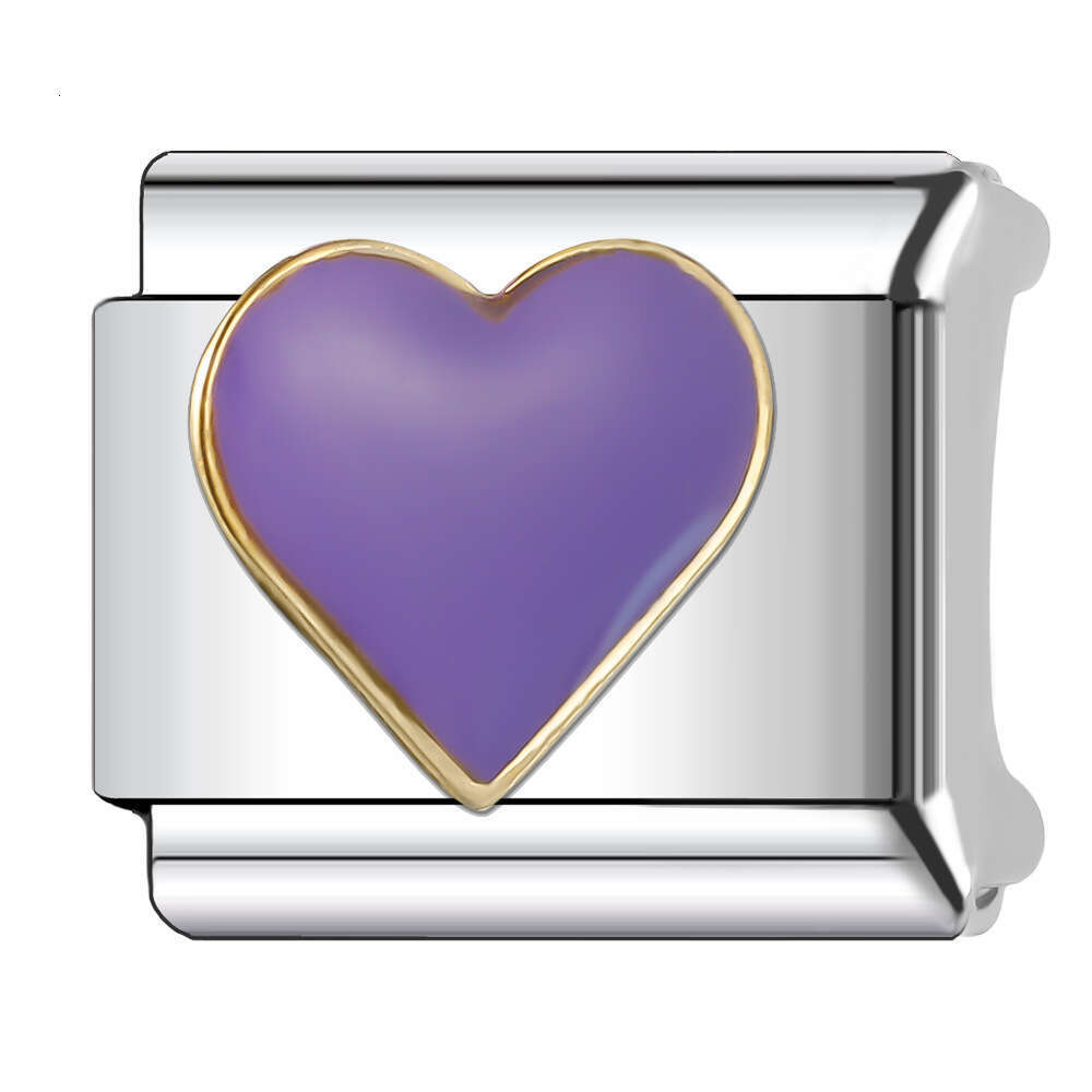 New Women's Gift Colorful Love heart Bead Italian Charms Links Bangle Beads Fit 9mm Stainless Steel Bracelet Making DIY For Women Fashion Jewelry