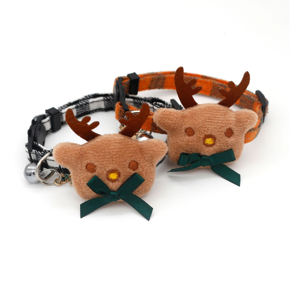 Christmas Pet Collar Cute Elk Cat Collars with Bell Adjustable Dog Decorative Collar Suitable for Small Dogs & Cats Pet Supplies