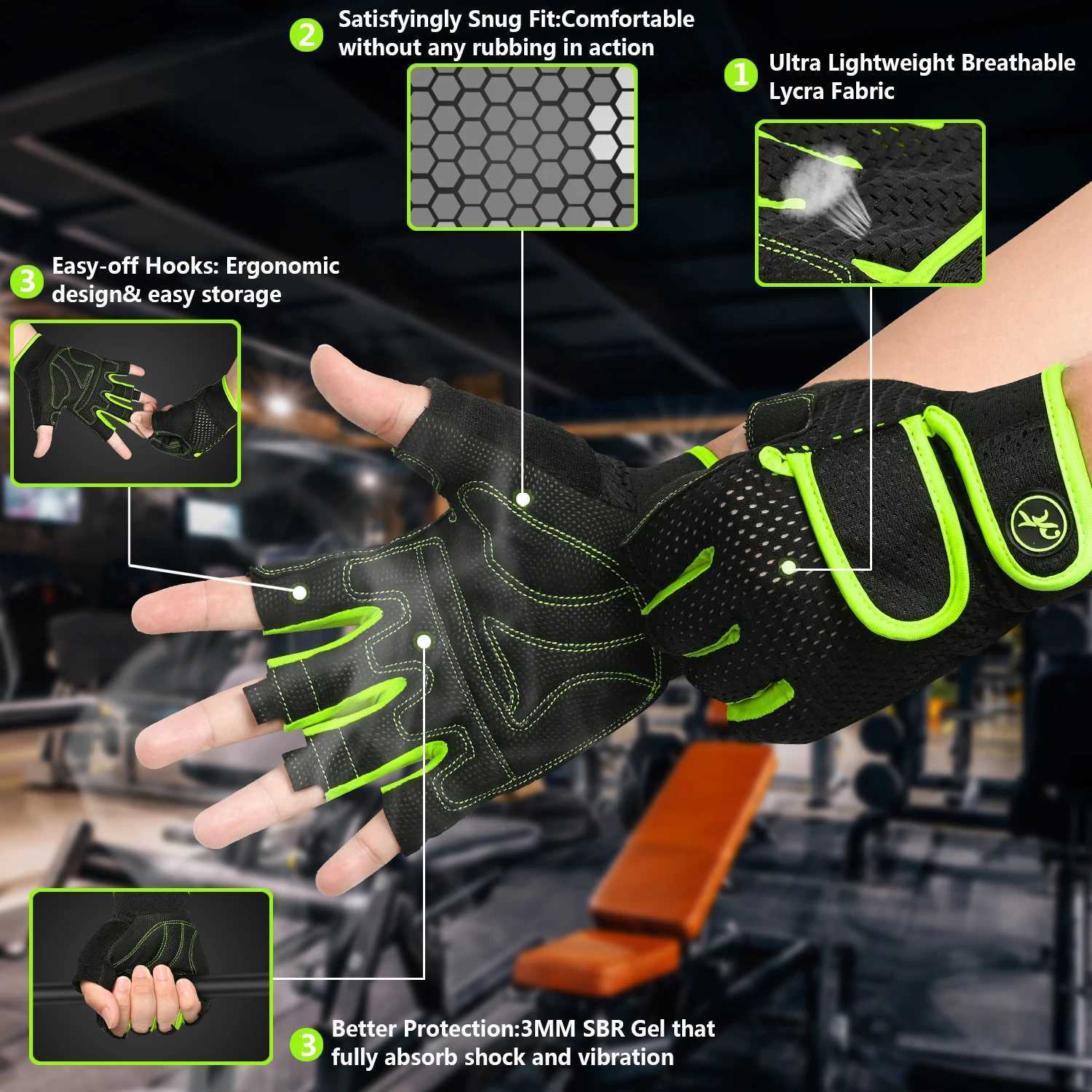 Gym Gloves for Men Women Weight Lifting Fitness Gloves Bodybuilding Training Workout Sport Exercise Gloves Spinning Bike Cycling Y240914