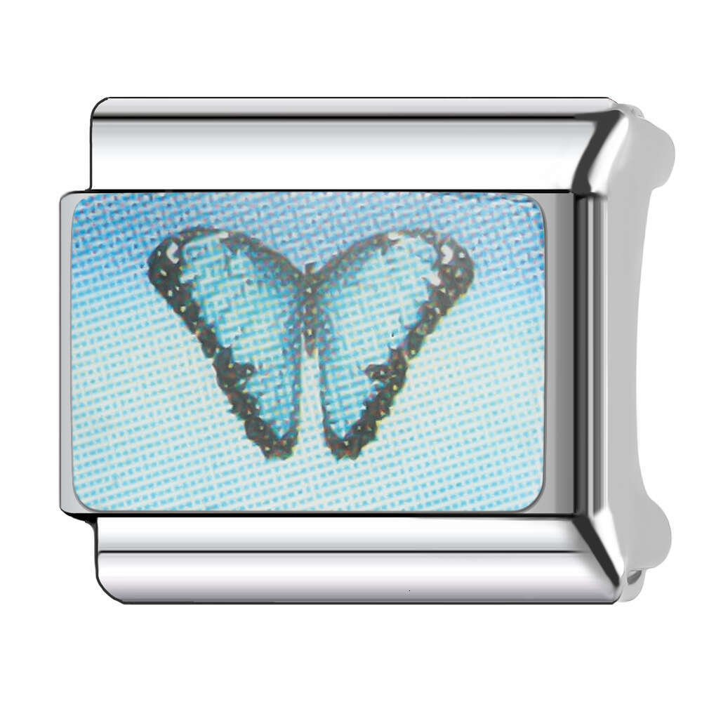 New Women's Gift blue butterfly Bead Italian Charms Links Bangle Beads Fit 9mm Stainless Steel Bracelet Making DIY For Women Fashion Jewelry