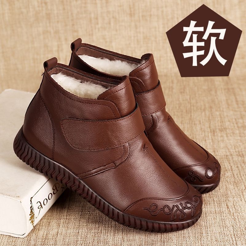 2022 New Women's Real Leather Ankle Boots Thick Bottom Plush Women Winter Warm Shoes Fashion Cool Footwear Size 34-41