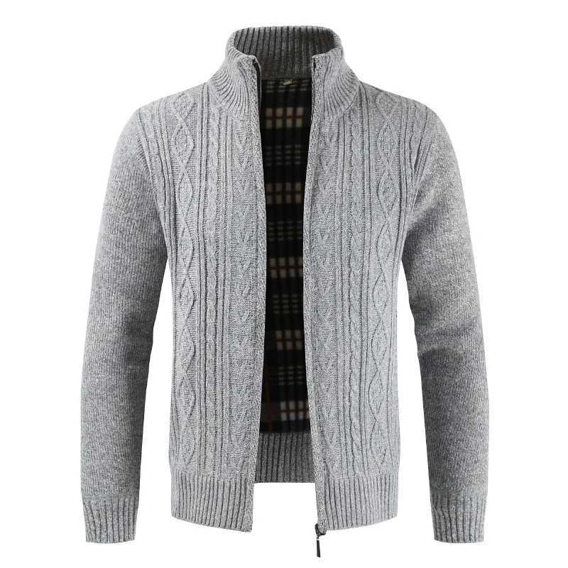 Autumn Winter Mens Cardigan New Wool Sweater Warm Long-Sleeved Loose Casual Jacket Spring Clothing Jumper Knitted Zipper CoatXJ240907
