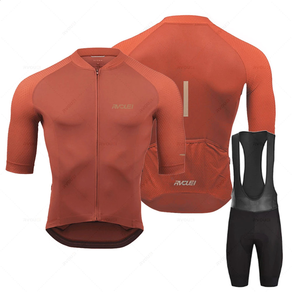 2023 Rvouei Cycling Jersey Set Summer Short Sleeve Breathable Mens MTB Bike Clothing Maillot Ropa Ciclismo Uniform Suit 240910