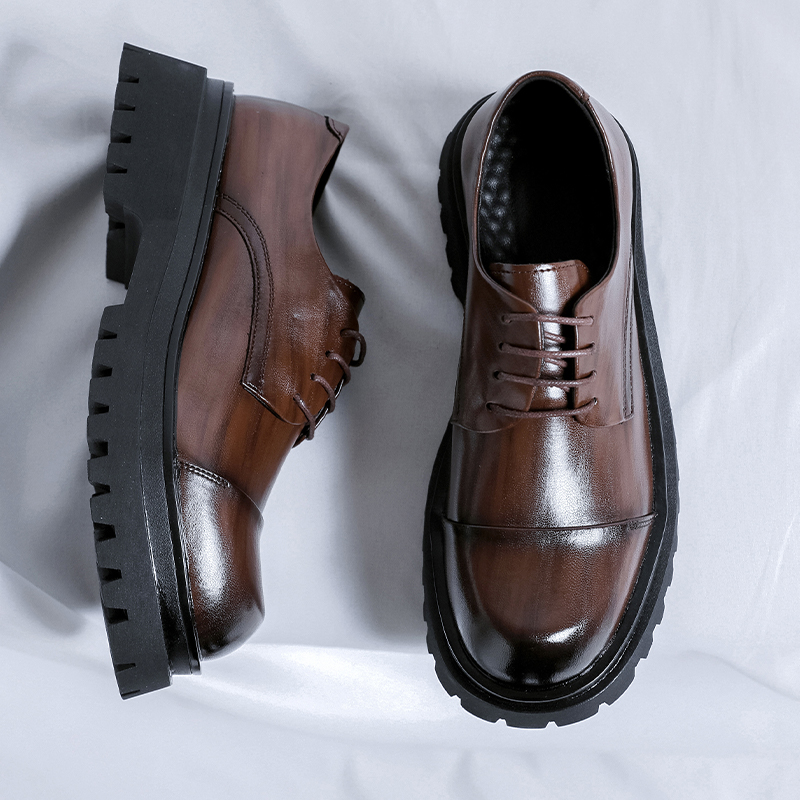Men Black Platform Classic Fashion Lace up Increase Business Office Dress Leather Shoes 0d00