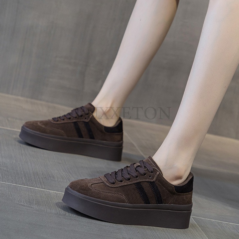 Thick Soled Mesh Breathable Women's White Round Headed Women Casual Sports Shoes Handmade Training Shoes