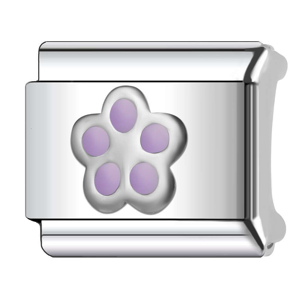 New Women's Gift Purple butterfly flowers Bead Italian Charms Links Bangle Beads Fit 9mm Stainless Steel Bracelet Making DIY For Women Fashion Je