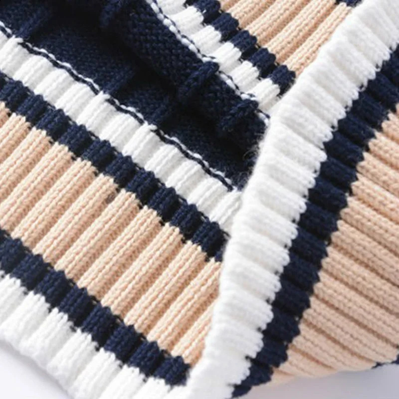 Sweater Vest Men Thicken V-neck Sleeveless Knitted Sweaters Vests Striped Retro Preppy-style Simple Chic Loose Casual All-match 240924