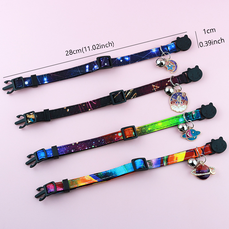Breakaway Cat Collars with Bell Moons Stars Cute Kitty Adjustable Safe Kitten Collars with Metal Pendant Cats Kitten Accessories