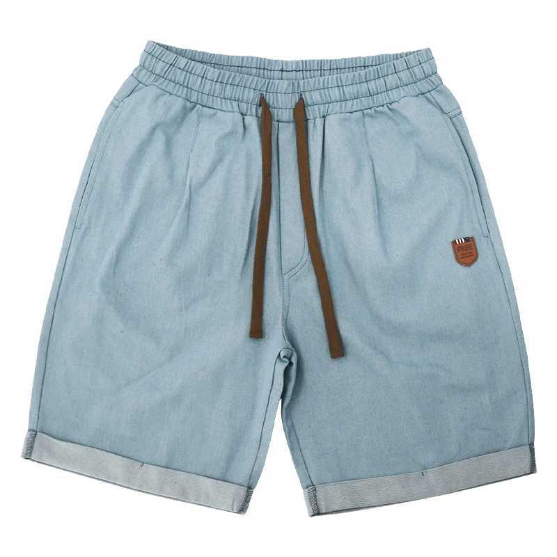 Summer High Quality Denim Shorts Mens Cotton Comfortable Casual Heavy Solid Color Embroidered Quarter Pants Mens ClothingX240914