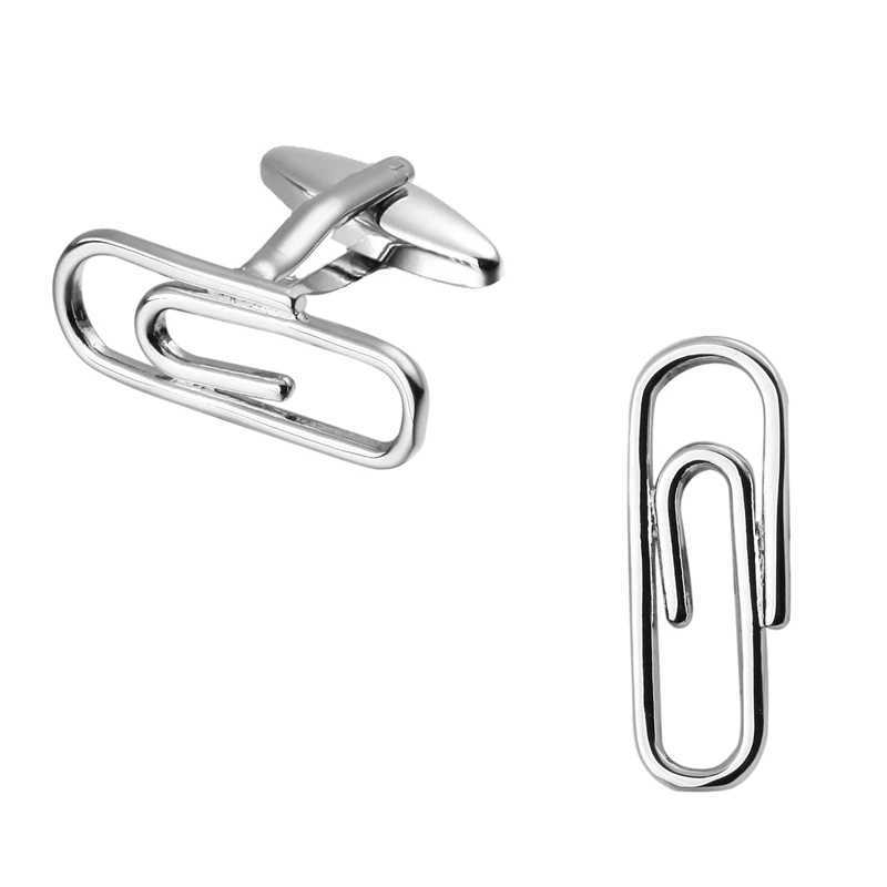 Mens French shirt cufflinks copper material fashionable minimalist clip design paper clip cufflinks jewelry wholesaleX240914