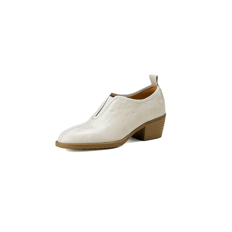 New Autumn Genuine Leather Women Shoes Fashion Round Toe Shoes for Women Chunky Heel Shoes High Heel Women Pumps Zapatos Mujer