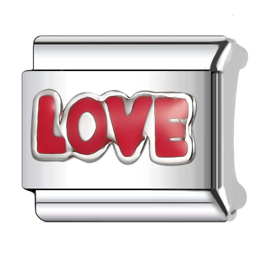 New Women's Gift love red heart Bead Italian Charms Links Bangle Beads Fit 9mm Stainless Steel Bracelet Making DIY For Women accessories Fashion 