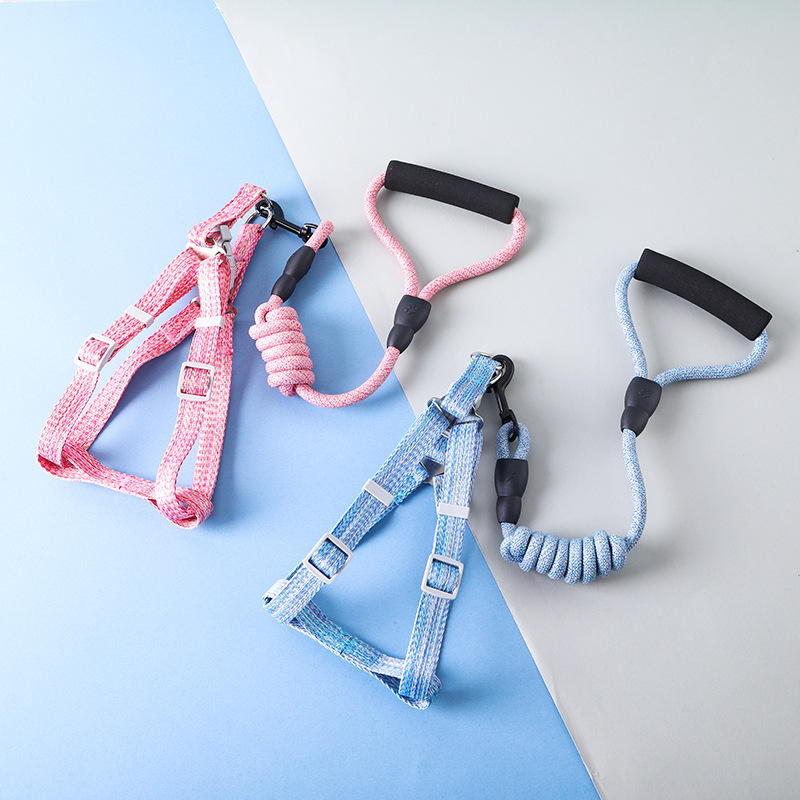 Dog Harness and Leash Set,Pet Supplies Foam Handle Adjustable Pet Harness Leashes for Small, Medium & Large Dogs Outdoor Travel