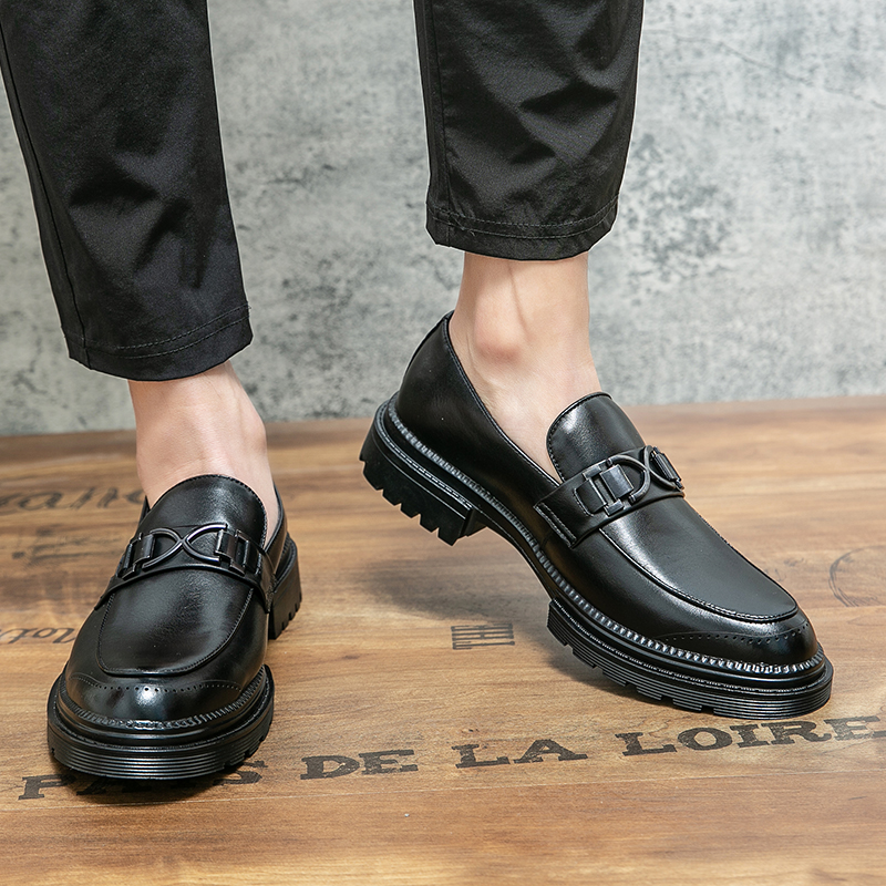 Sole Thick Heels Mens Dress Wedding Fashion Suit Leather Business Italian Casual Man Formal Loafers Summer Shoes for Men 298f