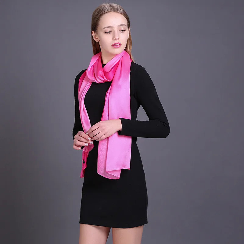 LaMaxPa Soft Women Gradient Silk Scarf Autumn Winter Long Bandana Shawls and Wraps Female Hijab Echarpe Pashmina 240912