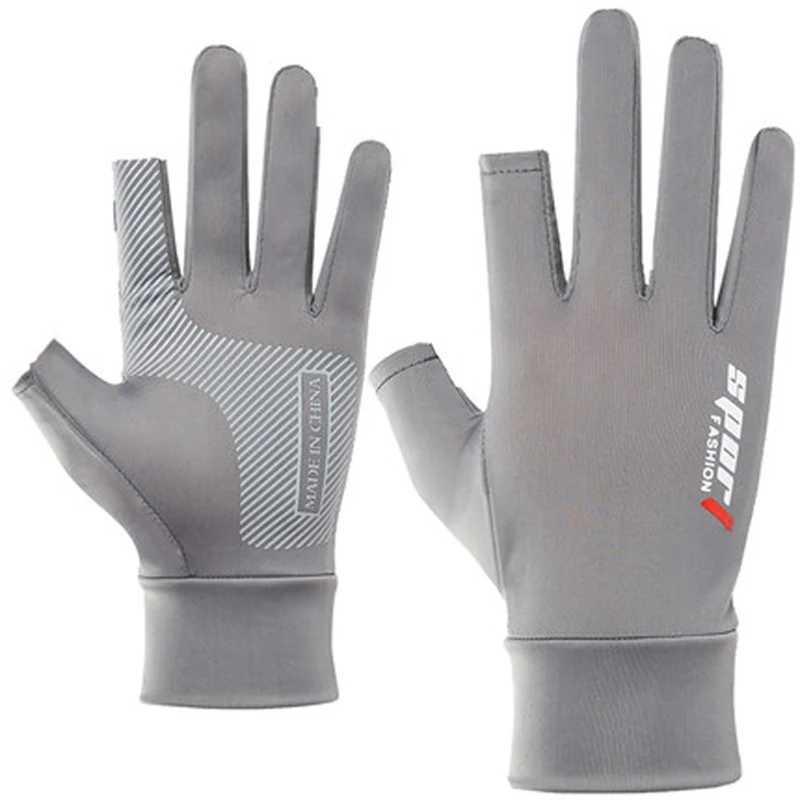 Summer Men Women Gloves Fishing Cycling Ice Silk Breathable Elastic Sun Protection Touchscreen Fitness Sports Driving Gloves Y240914