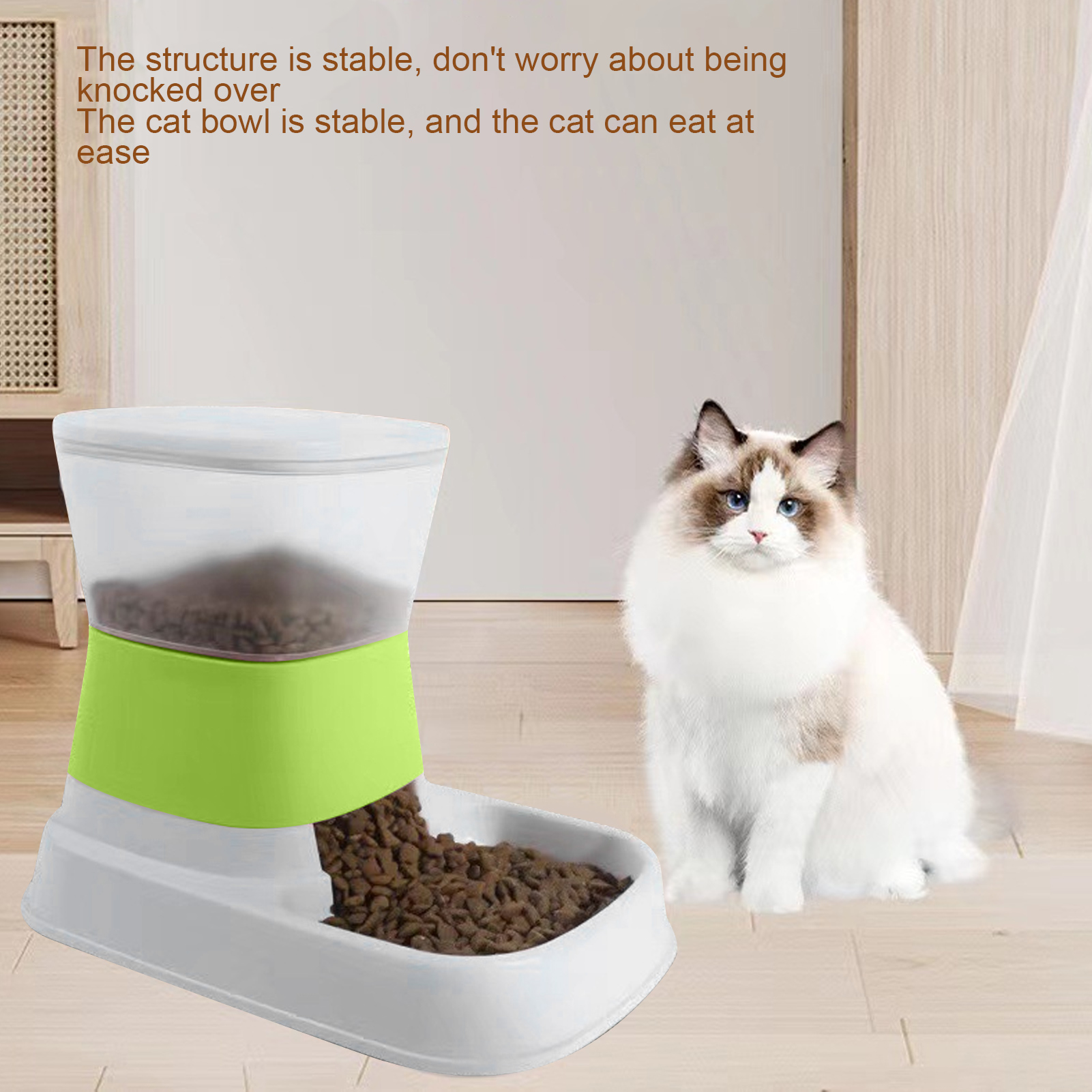 Automatic Pet Feeder, Large Capacity, Detachable, Stable, Gravity, Cat Food Dispenser for Dogs