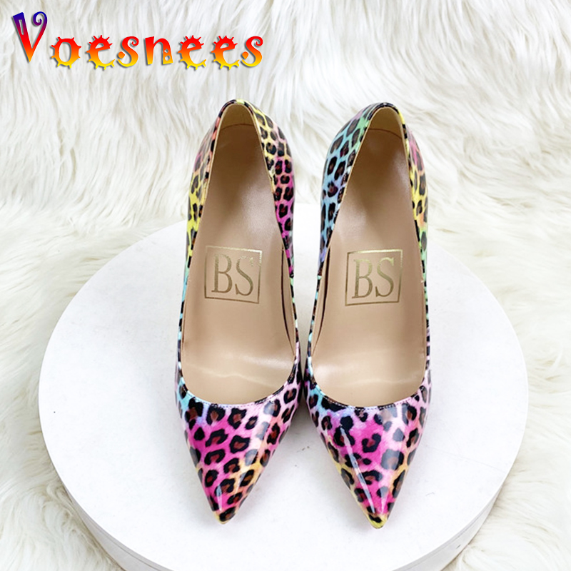 2023 New Colorful Leopard Print High Heels 10CM Women's Party Pumps Fashion Pointed Toe Career Single Shoes Wedding Stilettos