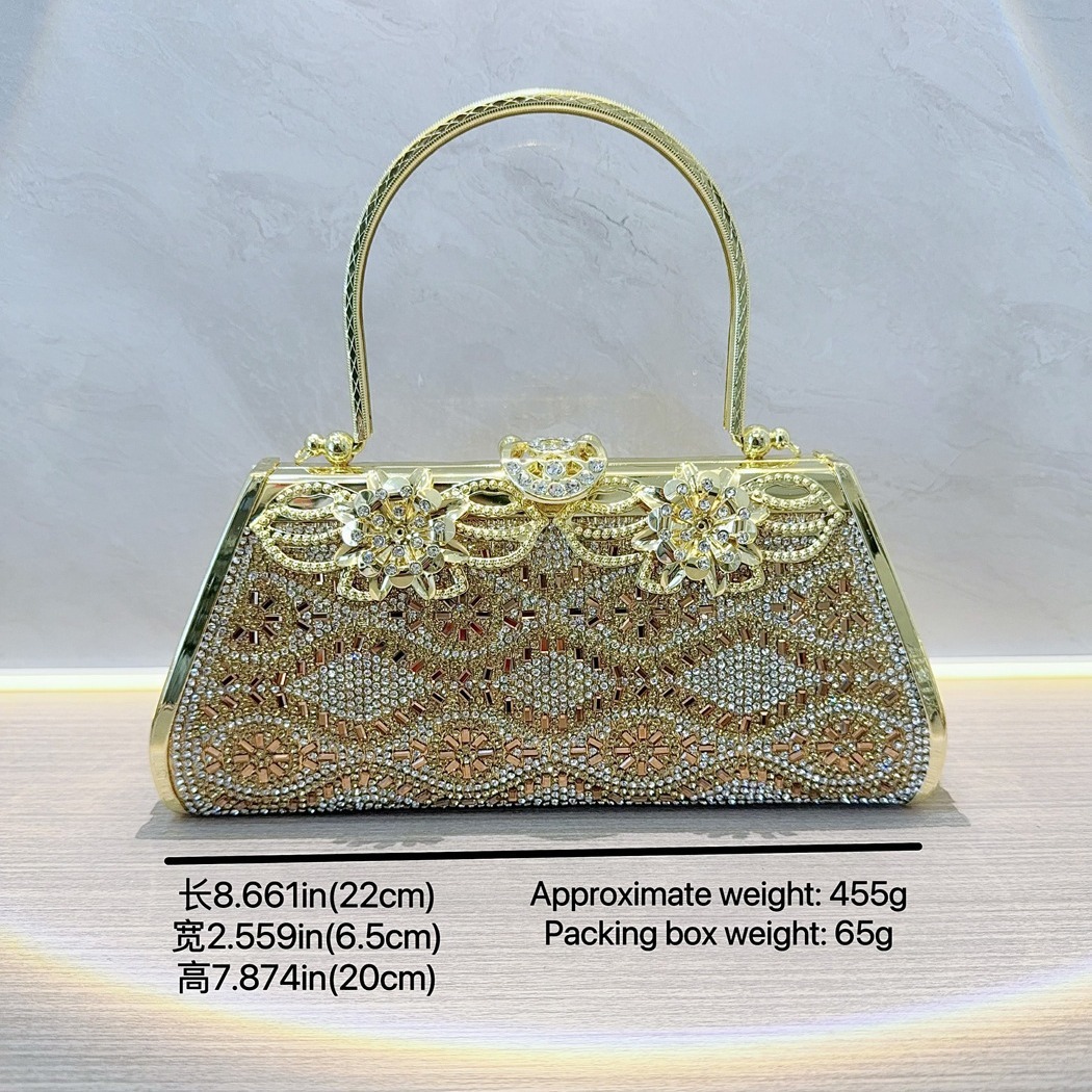 New Women's Diamond Embedding Small Fashion Evening Dress Handbag Oblique Straddle Banquet Bag