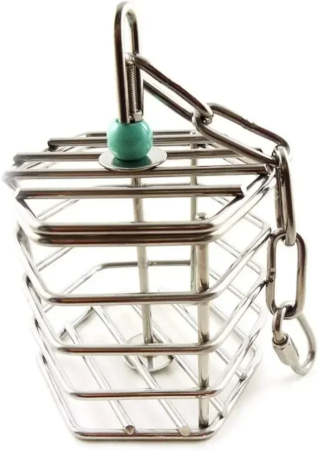Stainless Steel Forager Puzzle Foraging Cage Fruit Blue Bird Toy Parrot Bite Toy Bird Accessories Parrot Toys Bird Toys